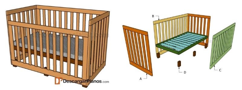 planos de cama cuna de madera