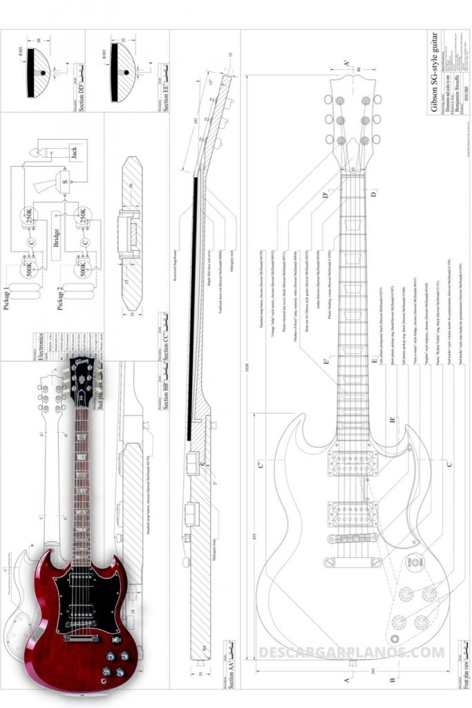 planos de guitarra gibson SG en pdf gratis