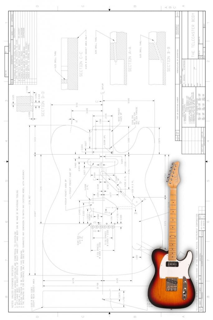 plano de guitarra eléctrica telecaster