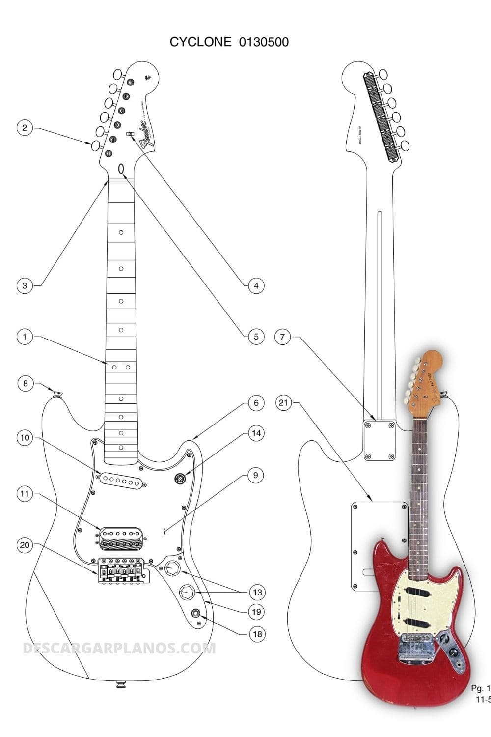 Planos de guitarra Fender Mustang/Cyclone