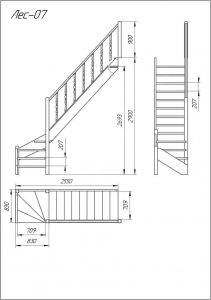 plano de escalera abanico en L