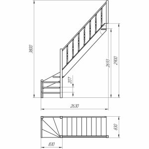 plano de escalera abanico