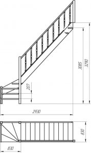 plano de escalera metalica abanico L