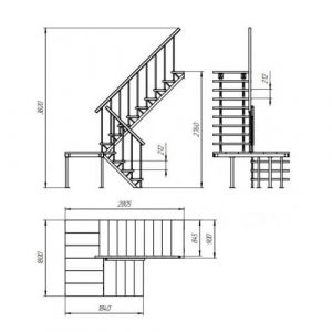 plano de escalera metalica en U