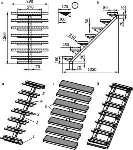 planos de escalera de hierro y madera pequena