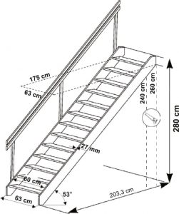 planos de escaleras de hierro rectas