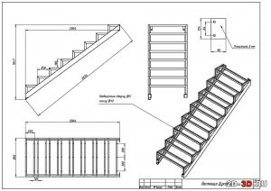 planos de escaleras de hierro rectas