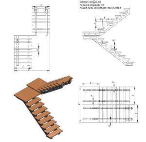 planos de escaleras de hierro y madera 3