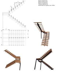 plano de escalera de hierro y madera gratis