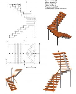 planos de escaleras de hierro y madera