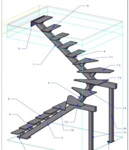 estructura de escalera de hierro