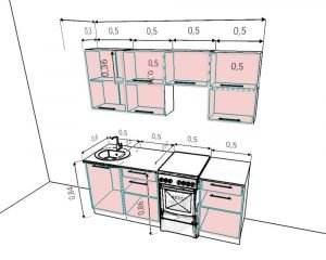 medidas de cocina integral recta pequeña