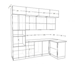plano de cocina integral pequeña con medidas