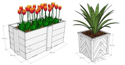planos de macetas de madera