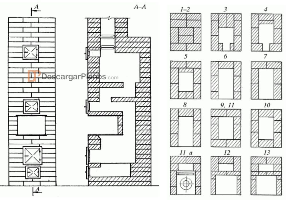 Planos de hornos con estufa de ladrillos