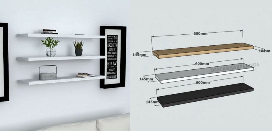 Planos de repisas flotantes