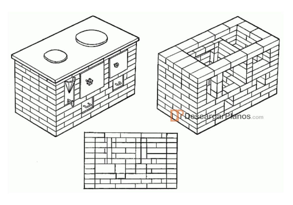 estufa rusa con horno planos