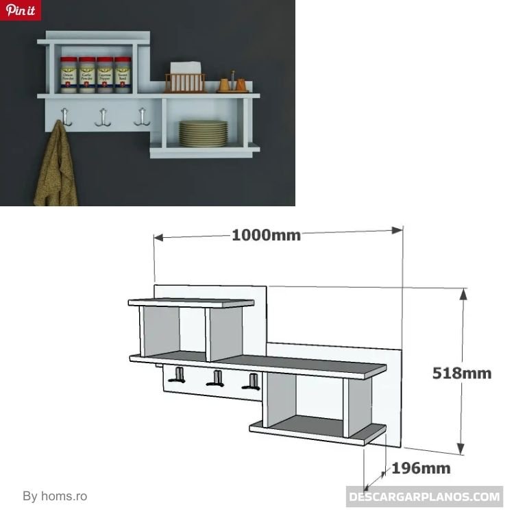 plano de repisa flotante para baño pequeña