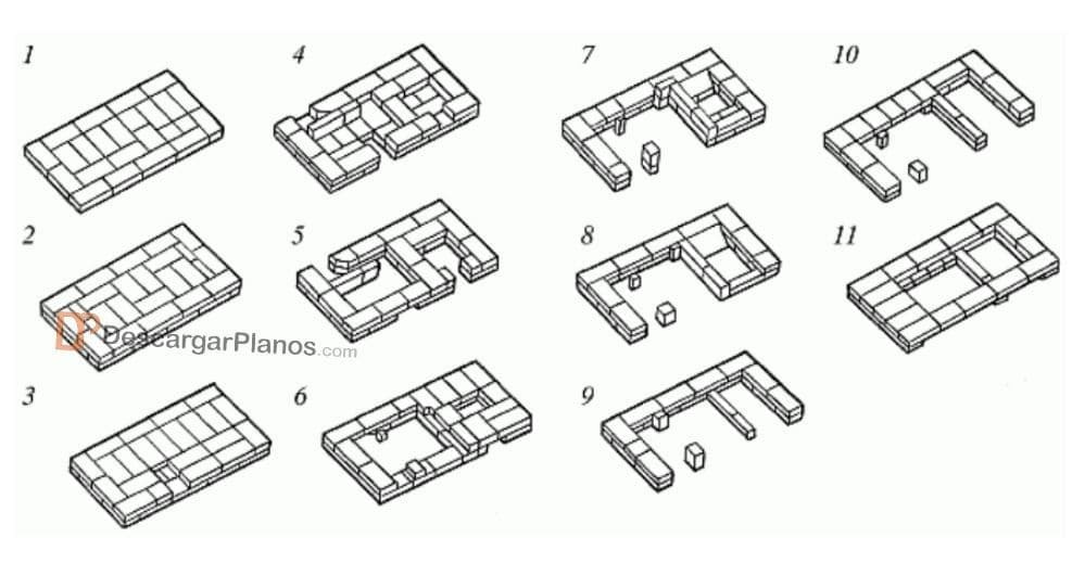 plano estufa rusa con horno por pisos