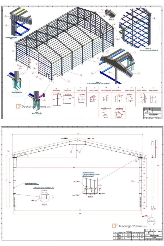 Plano de nave industrial 34x20m