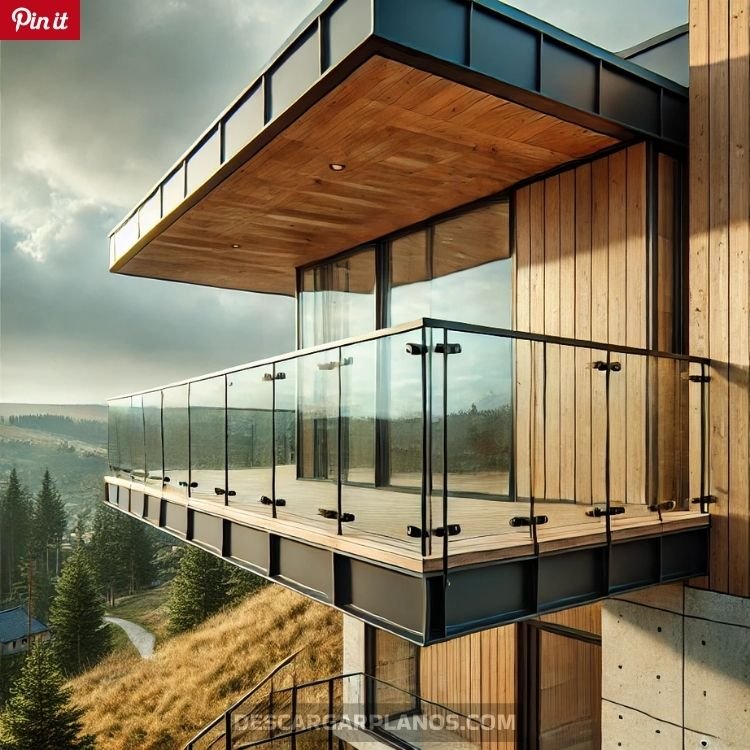 moderno barandar de cristal en balcon
